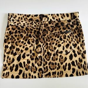 New DOLCE & GABBANA Leopard Print Mini Skirt in Corduroy Size 46 (XL)